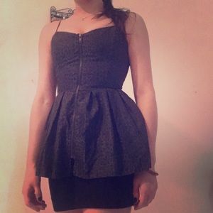 Forever 21 S/P Black Leopard Zipper Front Mini